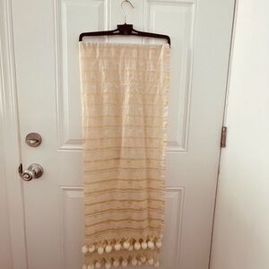 J. Crew Cream Textured Scarf with Tassels